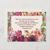 Burgundy Watercolor Blumenbibel Verse Mitteilungskarte (Vorne/Hinten)