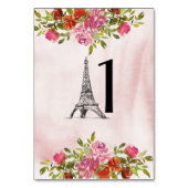 Burgundy Watercolor Blumeneiffelturm Tischnummer (Rückseite)