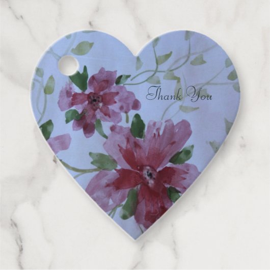 Burgundy Watercolor Blumenherz Geschenkanhänger (Vorderseite)