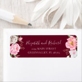 Burgundy Watercolor Blumenpeony Elegante Adresse (Insitu)