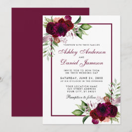 Burgundy Watercolor Boho Floral Wedding Einladung