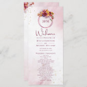 Burgundy Watercolor Fall Bouquet Elegante Hochzeit Programm (Vorne/Hinten)