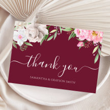 Burgundy Watercolor Floral Elegant Wedding