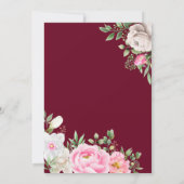 Burgundy Watercolor Floral Elegant Wedding Save The Date (Rückseite)