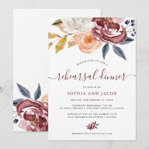 Burgundy Watercolor Floral   Probe Einladung