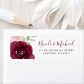 Burgundy Watercolor Floral Rücksendeadresse (Insitu)