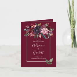 Burgundy Watercolor Floral Rustic Chic Wedding Einladung