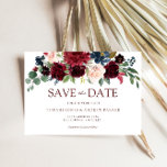 Burgundy Watercolor Floral Save the Date<br><div class="desc">Burgund Wasserfarben Floral Save the Date für Hochzeiten. Geeignet für alle Jahreszeiten Siehe Matching Kollektion in Niche und Nest Store</div>