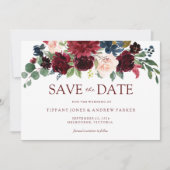 Burgundy Watercolor Floral Save the Date (Vorderseite)