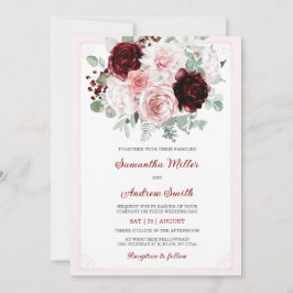 Burgundy Watercolor Floral Wedding Einladung