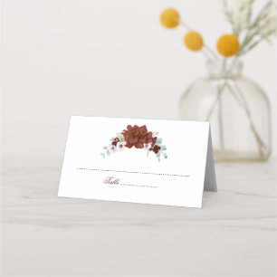 Burgundy Watercolor Floral Wedding Platzkarte