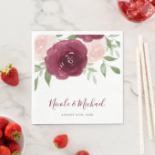 Burgundy Watercolor Floral Wedding Serviette (Beispiel)