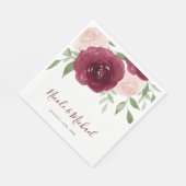 Burgundy Watercolor Floral Wedding Serviette (Ecke)