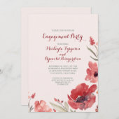 Burgundy Watercolor Florals Niedliche Engagement P Einladung (Vorne/Hinten)