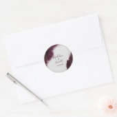 Burgundy Watercolor Geometric Monogram Wedding Runder Aufkleber (Umschlag)