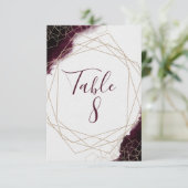 Burgundy Watercolor Gerahmte Hochzeiten Tischnumme Einladung (Stehend Vorderseite)