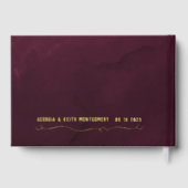 Burgundy Watercolor Gold Script Hochzeit Gästebuch (Rückseite)