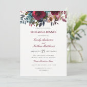 Burgundy Watercolor Hochzeit Probe Dinner Einladung (Stehend Vorderseite)