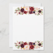 Burgundy watercolor modern flowers invitation einladung (Rückseite)
