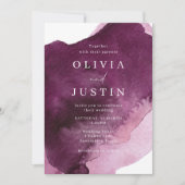 Burgundy Watercolor Moderne Hochzeit Einladung (Vorderseite)