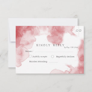 Burgundy Watercolor Moderne Soft Wedding RSVP Karte
