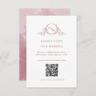 Burgundy Watercolor Monogram QR Code/UAWG Online Begleitkarte