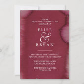 Burgundy Watercolor Paint Splash Hochzeit einladen Einladung (Vorderseite)