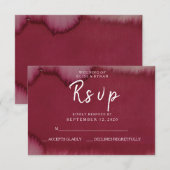 Burgundy Watercolor Paint Splash Wedding RSVP Karte (Vorne/Hinten)