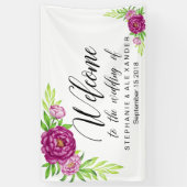 Burgundy Watercolor Peonies Wedding Banner (Vertikal)