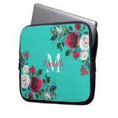 Burgundy Watercolor Peony Rosen Floral Mit Monogra Laptopschutzhülle (Vorderseite Links)