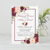 Burgundy Watercolor Probe Dinner W Einladung (Stehend Vorderseite)