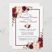 Burgundy Watercolor Probe Dinner W Einladung (Vorne/Hinten)