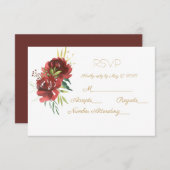 Burgundy Watercolor Rose Bouquet RSVP Karte (Vorne/Hinten)