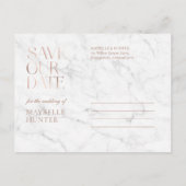 Burgundy Watercolor Rose Gold Rette unser Date Fot Ankündigungspostkarte (Rückseite)