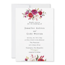 Burgundy Watercolor Rose Hochzeit Einladung