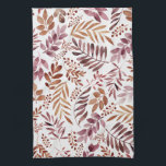 Burgundy Watercolor Rustische Blätter  Geschirrtuch<br><div class="desc">Aquarellmalung mit bunten botanischen Blätter</div>