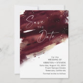 Burgundy Watercolor Save the Date Einladung (Vorderseite)