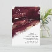 Burgundy Watercolor Save the Date Einladung (Stehend Vorderseite)