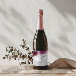 Burgundy Watercolor Wedding - Elegant Schaumweinetikett