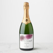 Burgundy Watercolor Wedding - Elegant Schaumweinetikett (Vorderseite)