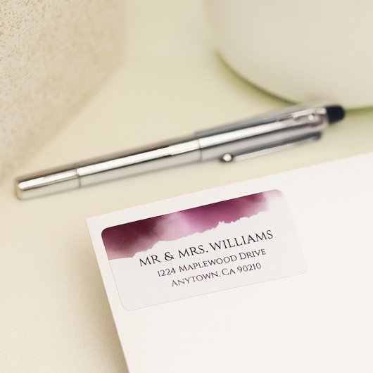 Burgundy Watercolor Wedding - Elegante Adresse