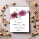 Burgundy Watercolor Wedding - Elegantes Script Einladung
