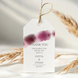 Burgundy Watercolor Wedding - Elegantes Script Geschenkanhänger