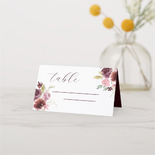 Burgundy Watercolor Wedding Floral Platzkarte