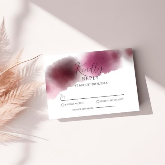 Burgundy Watercolor Wedding RSVP Enclosure Card