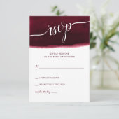 Burgundy Watercolor Wedding RSVP Karte (Stehend Vorderseite)