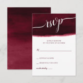 Burgundy Watercolor Wedding RSVP Karte (Vorne/Hinten)