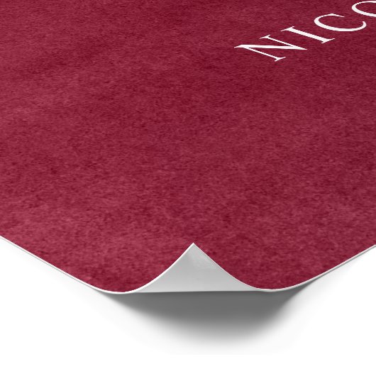 Burgundy Watercolor Wedding Welcome Sign Poster (Ecke)