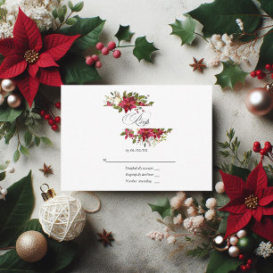 Burgundy Watercolor Weihnachtsfeier RSVP Karte