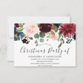 Burgundy Watercolor Work Office Weihnachts-Party Einladung (Vorderseite)
